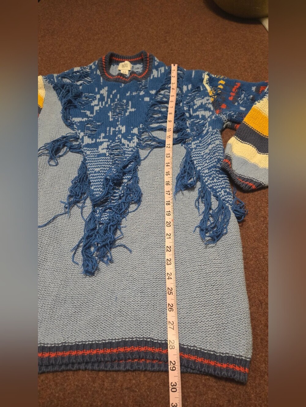 Urban Outfitters BDG Marlon Spliced Sweater Distressed Fringe Deadstock Small - Picture 5 of 8
